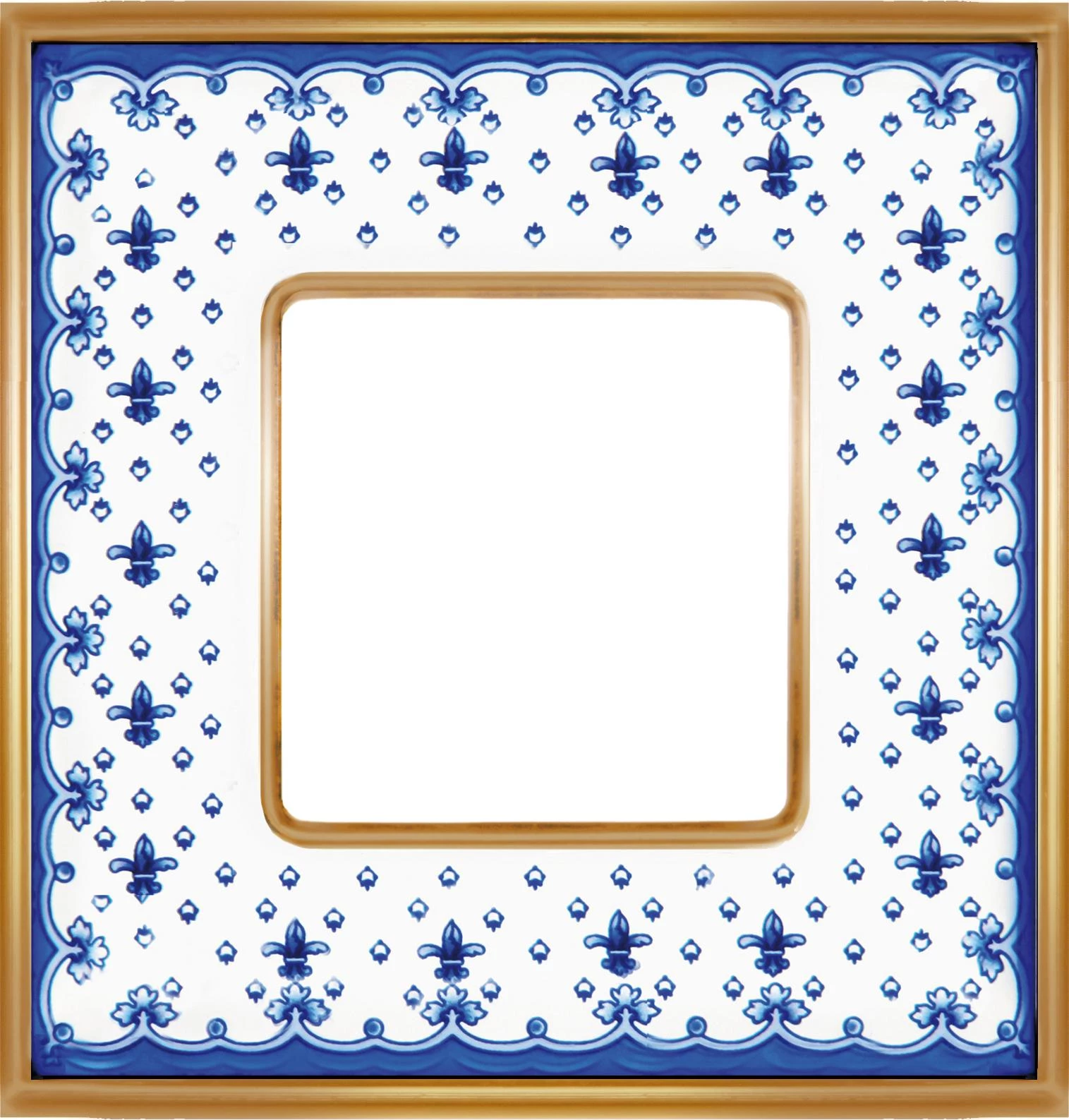  артикул FD01341AZOB название Рамка 1-ая (одинарная), цвет Бело-синий фарфор/Светлое золото, VINTAGE PORCELAIN, Fede
