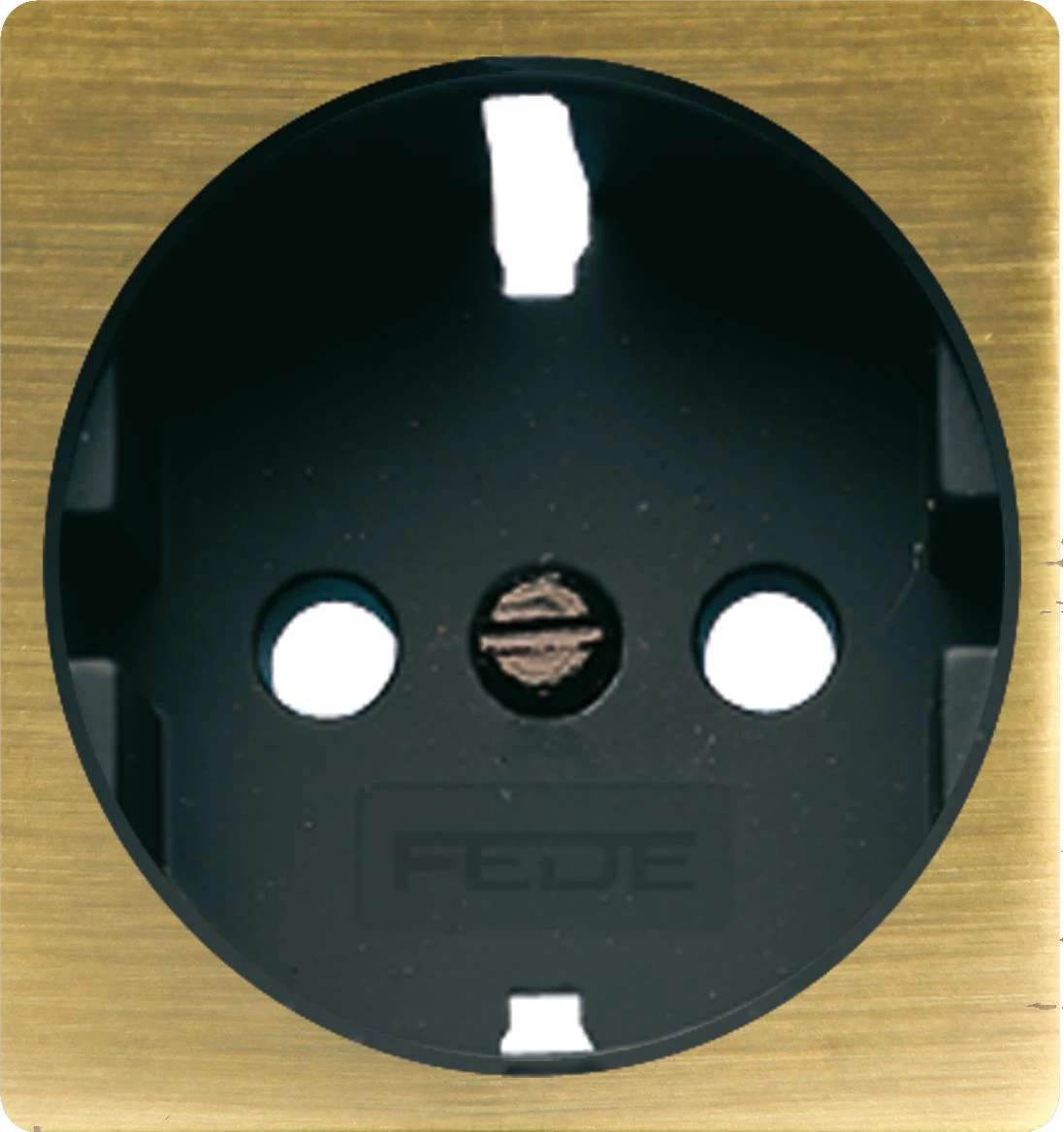  артикул FD04335PM-M-FD16823 название Розетка 1-ая электрическая , с заземлением и защитными шторками (винтовой зажим), цвет Бронза матовая (черный), Fede