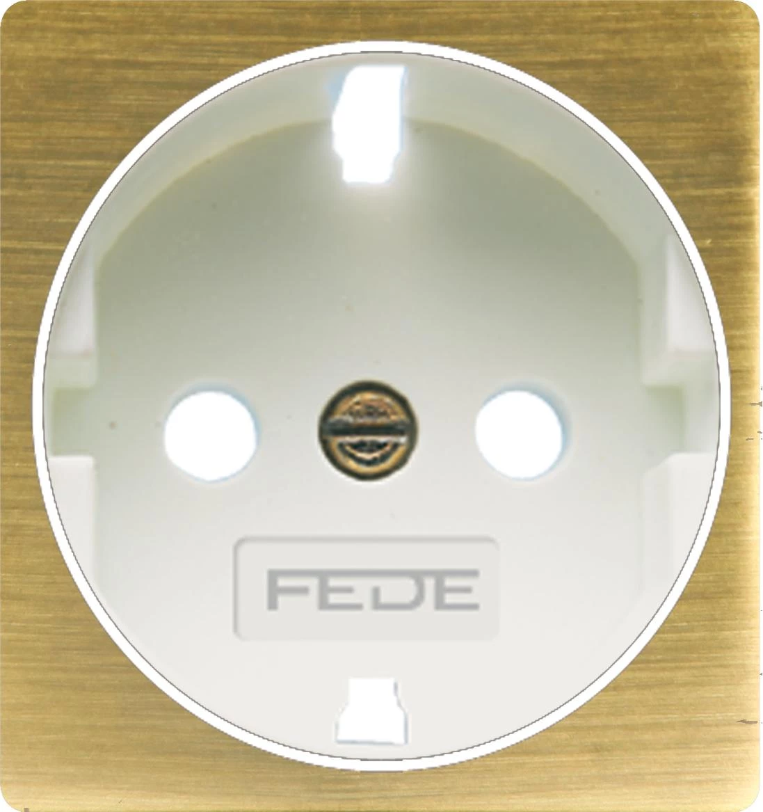  артикул FD04335PM-FD16823 название Розетка 1-ая электрическая , с заземлением и защитными шторками (винтовой зажим), цвет Бронза матовая (белый), Fede
