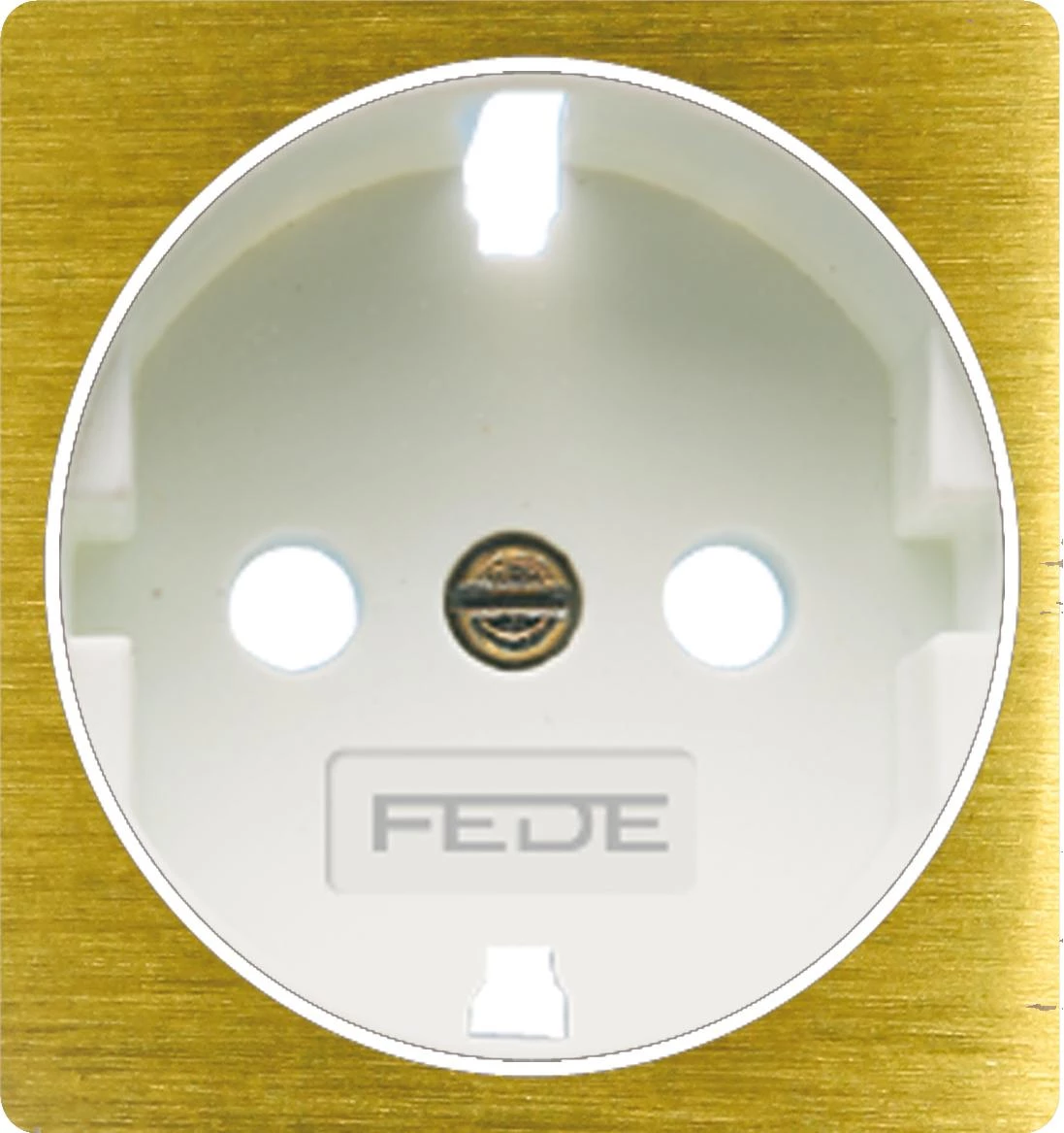  артикул FD04335PB-FD16823 название Розетка 1-ая электрическая , с заземлением и защитными шторками (винтовой зажим), цвет Бронза светлая (белый), Fede