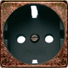  артикул FD04335RU-M-FD16823 название Розетка 1-ая электрическая , с заземлением и защитными шторками (винтовой зажим), цвет Медь состаренная (черный), Fede