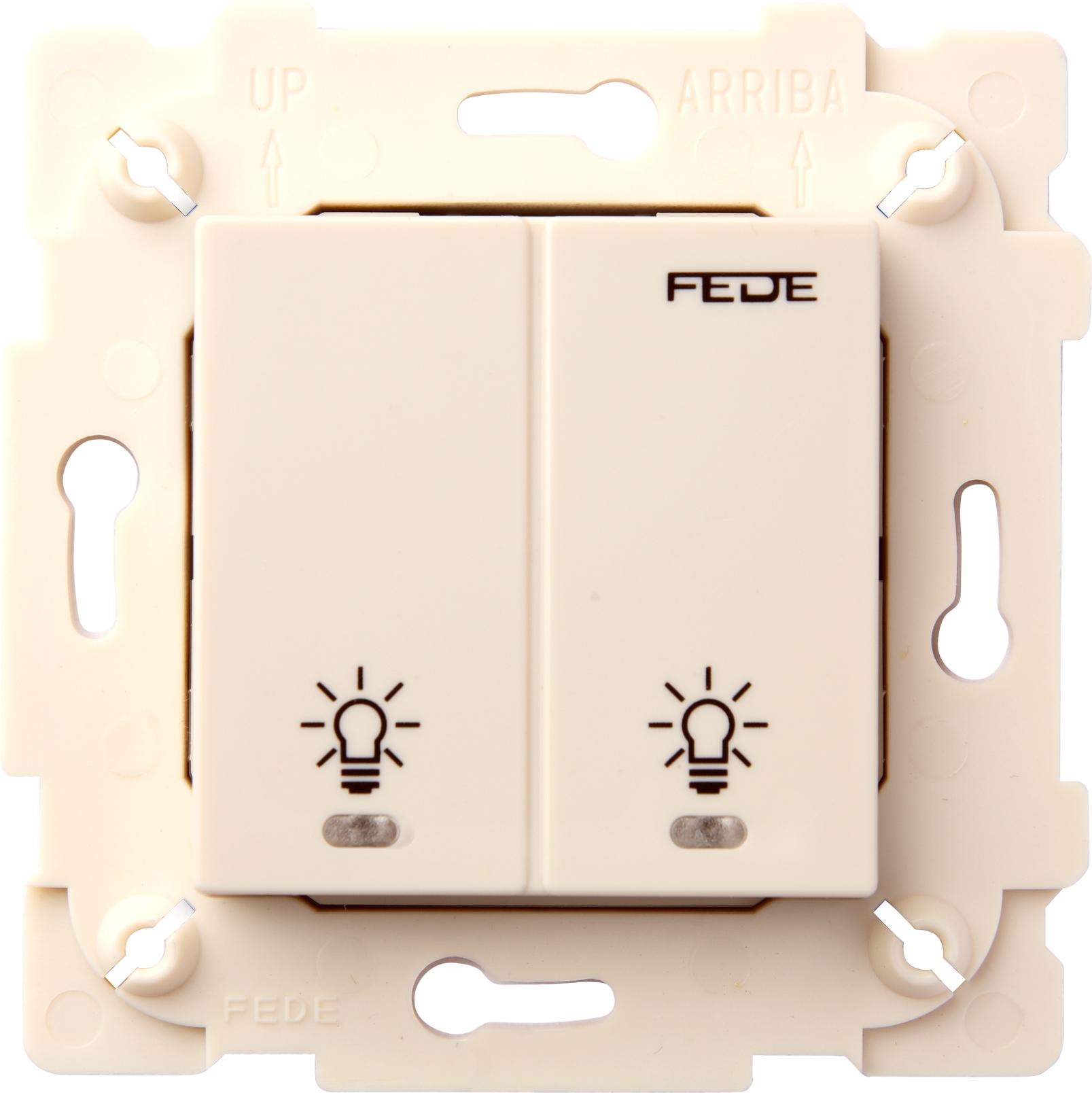  артикул FD28602-A название FEDE Бежевый Сенсорный двухклавишный выключатель 2х600 Вт с подсветкой Beige (Beige)