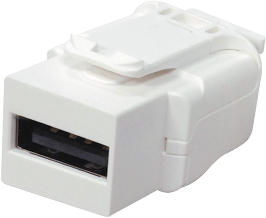 артикул FD-210USB название FEDE Белый Розетка USB 2.0А-А соединение Jack-to-jack коннектор, никелевое напыление White (Blanco)