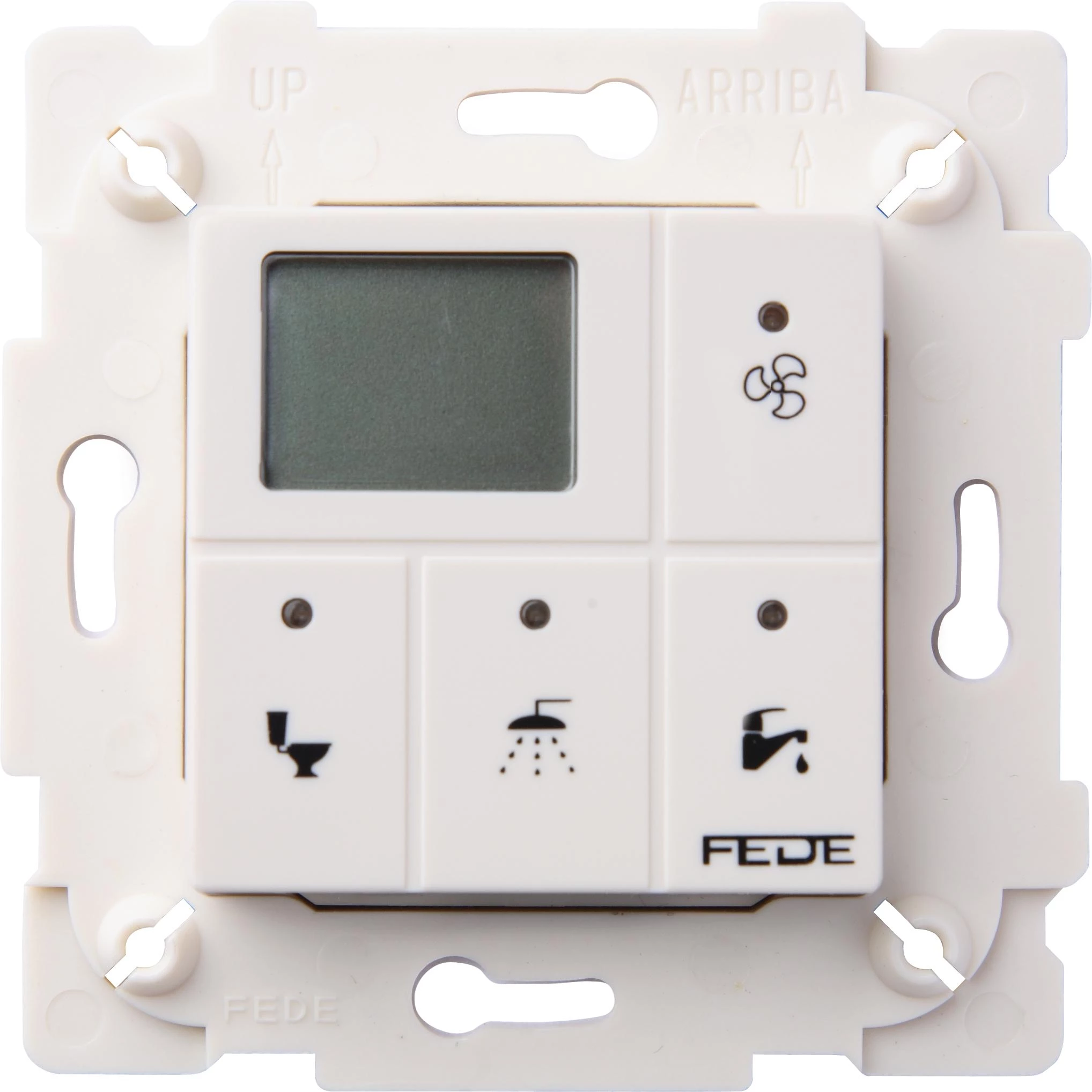  артикул FD28603 название FEDE Белый Сенсорный выключатель для ванной (800 Вт освещение, 150 Вт вентиляция) White (Blanco)