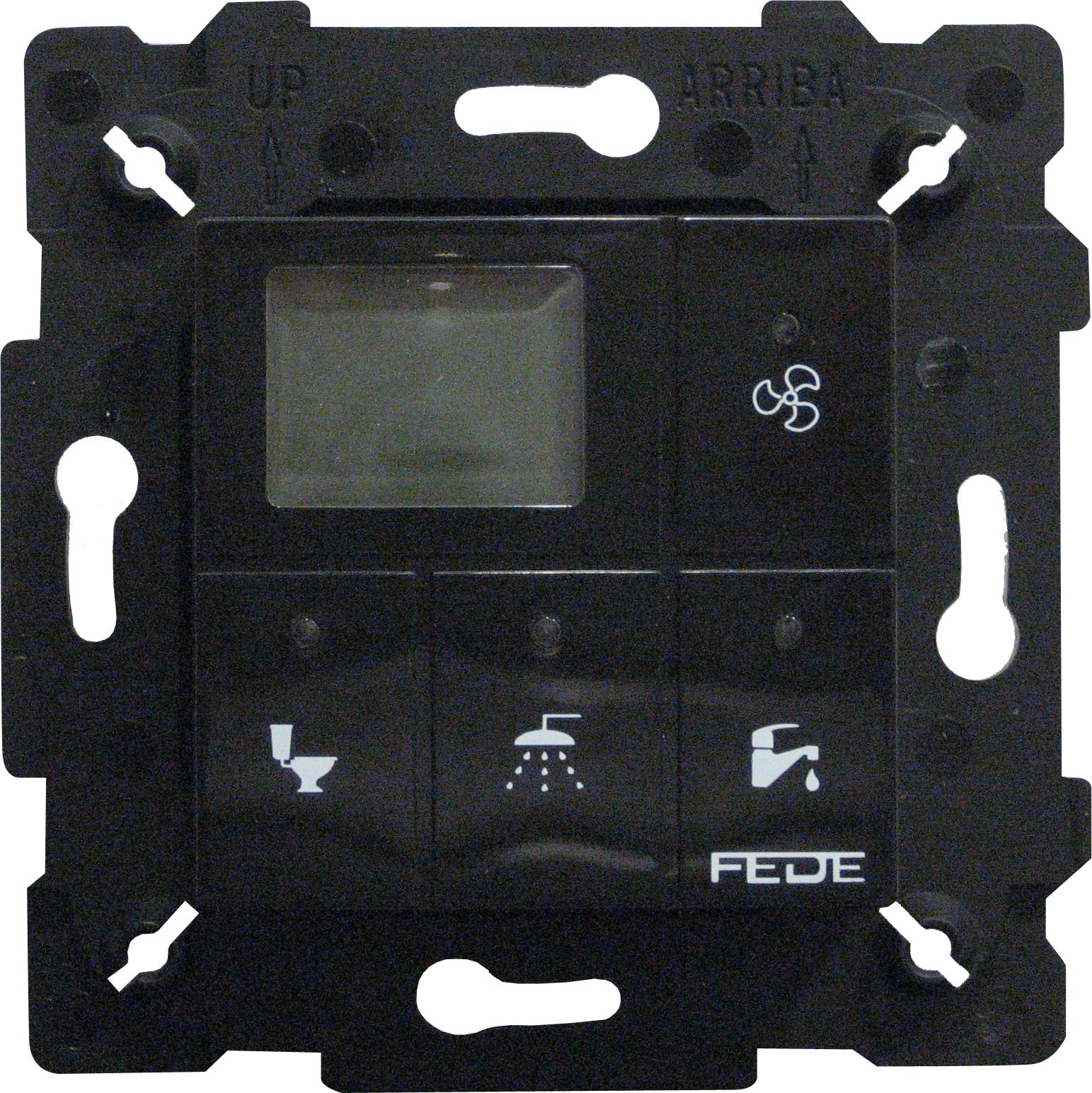  артикул FD28603-M название FEDE Черный Сенсорный выключатель для ванной (800 Вт освещение, 150 Вт вентиляция) Black (Negro)