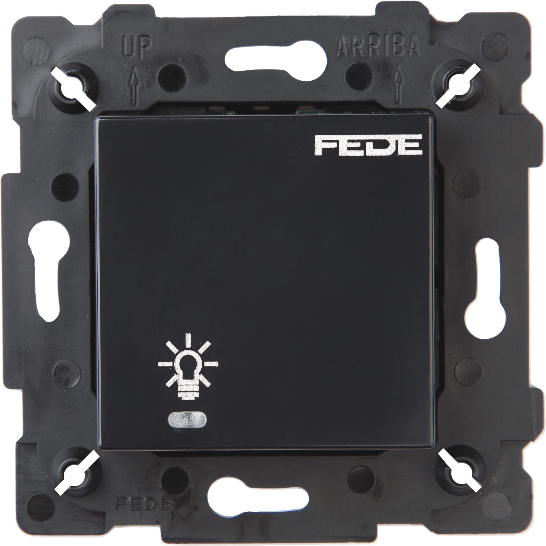  артикул FD28601-M название FEDE Черный Сенсорный одноклавишный выключатель 600 Вт с подсветкой Black (Negro)