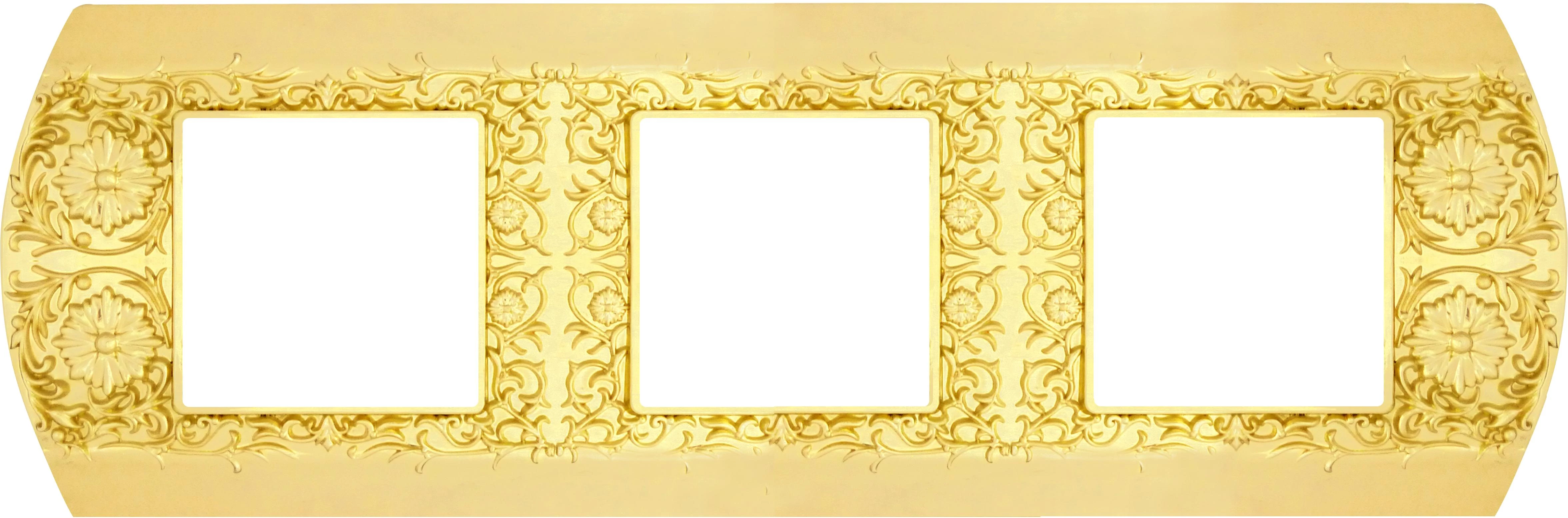  артикул FD01423OB название Рамка 3-ая (тройная), цвет Светлое золото, Sanremo, Fede