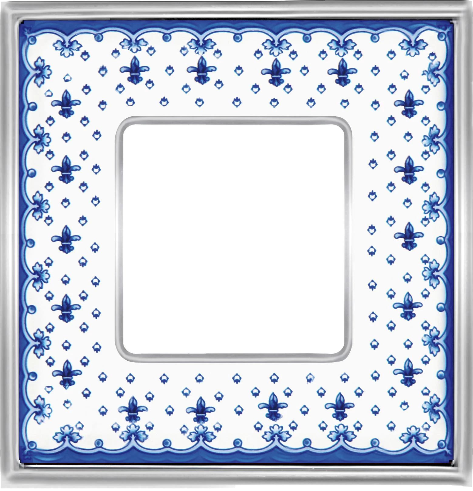 артикул FD01341AZCB название Рамка 1-ая (одинарная), цвет Бело-синий фарфор/Светлый хром, VINTAGE PORCELAIN, Fede