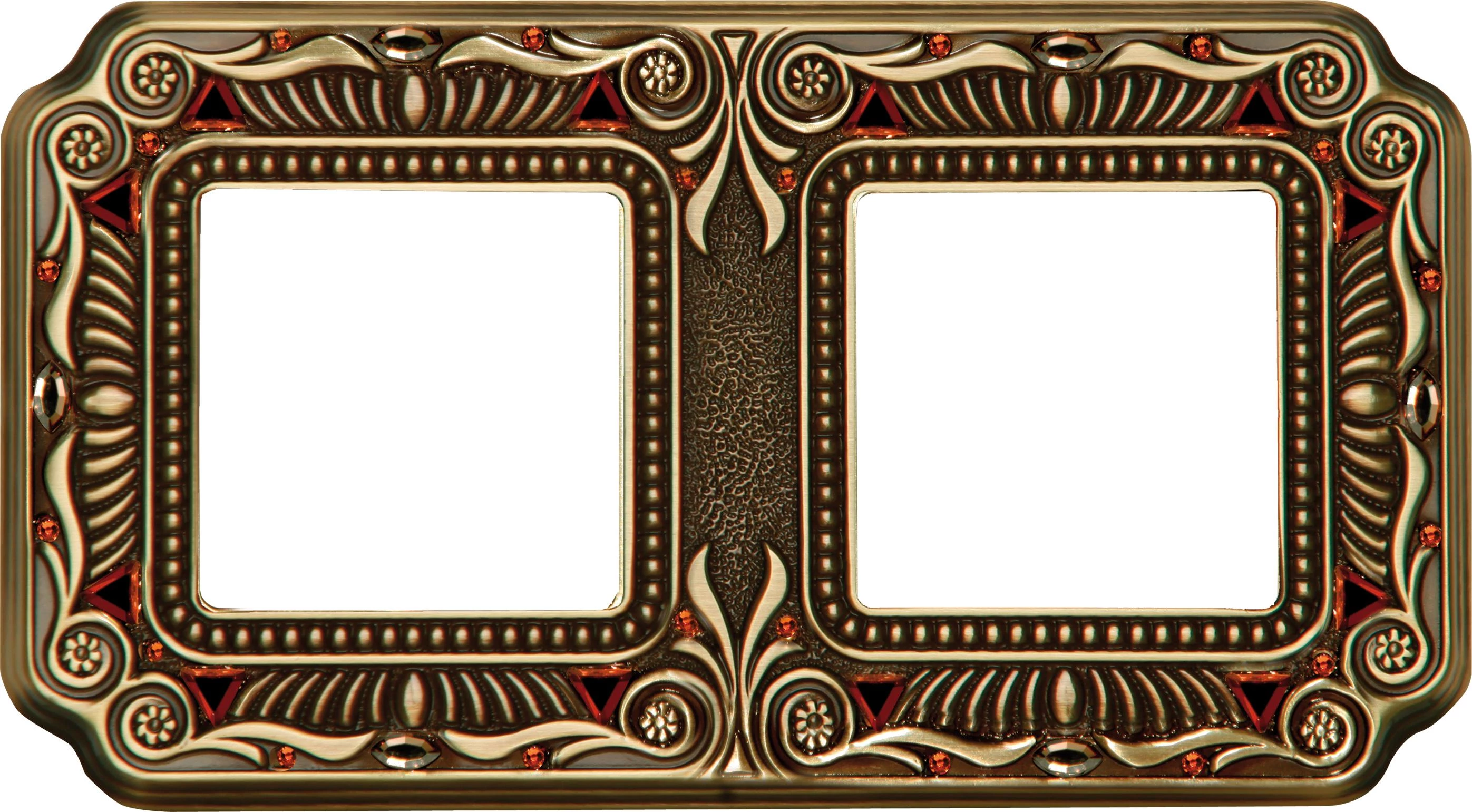  артикул FD01362PBCL название Рамка 2-ая (двойная), цвет Светлая бронза, Crystal De Luxe Palace Firenze, Fede