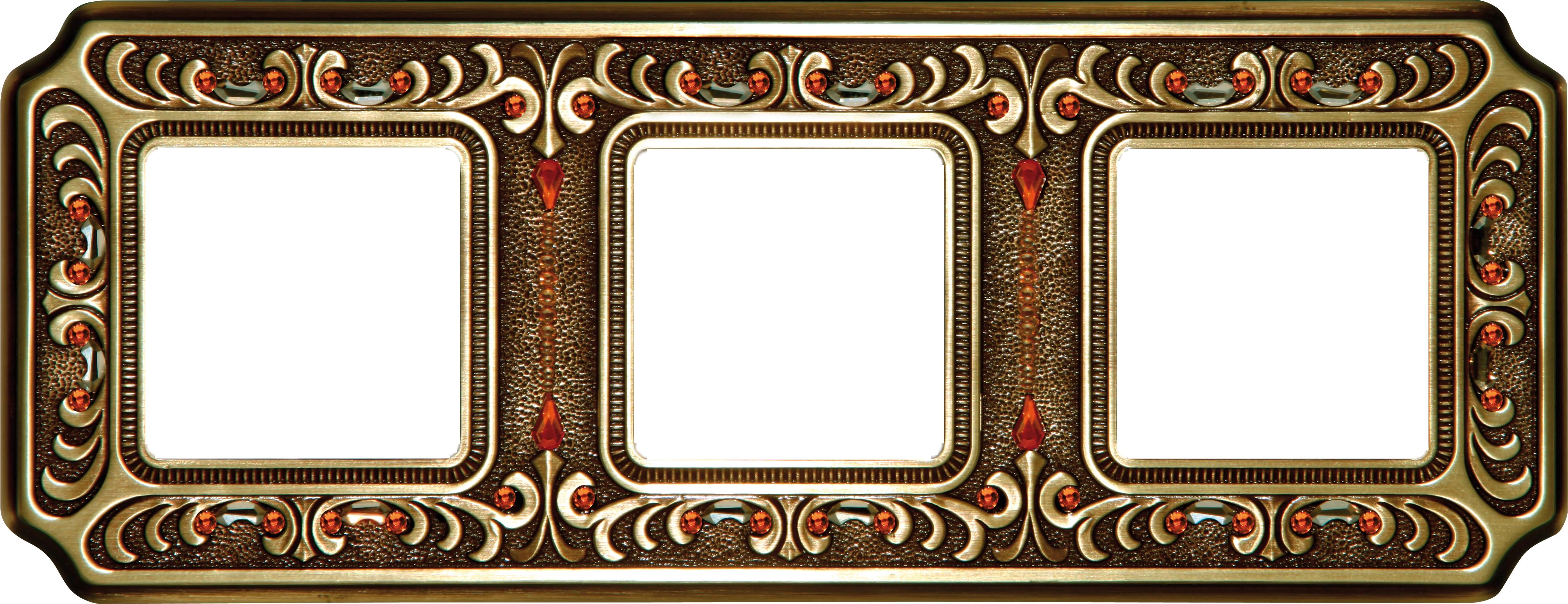  артикул FD01353PBCL название Рамка 3-ая (тройная), цвет Светлая бронза, Crystal De Luxe Palace Siena, Fede
