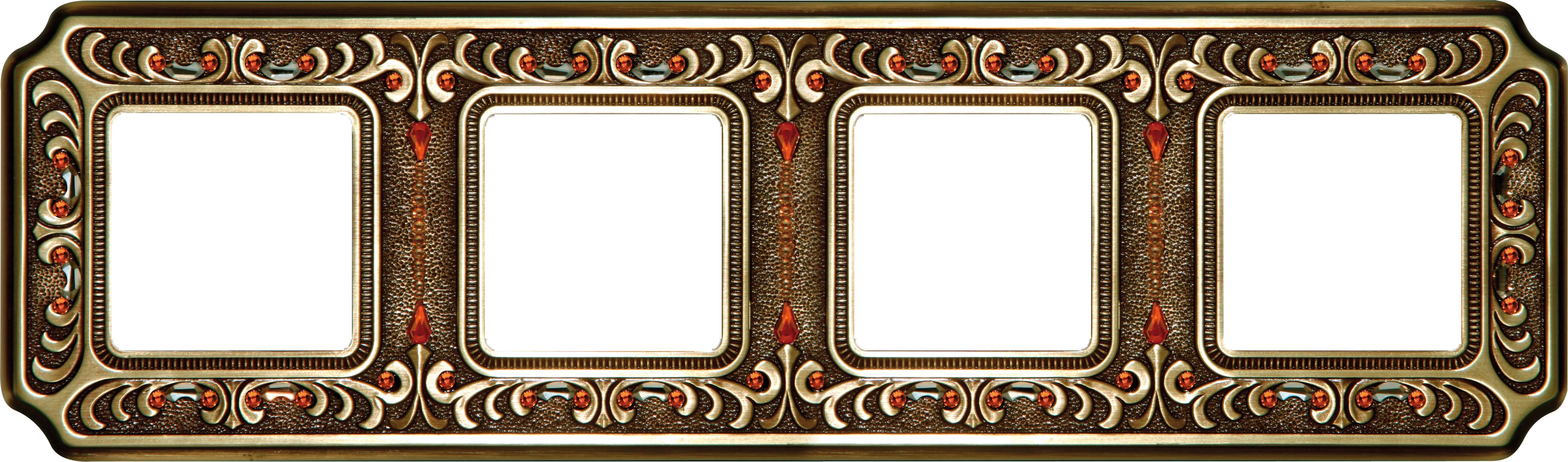  артикул FD01354PBCL название Рамка 4-ая (четверная), цвет Светлая бронза, Crystal De Luxe Palace Siena, Fede