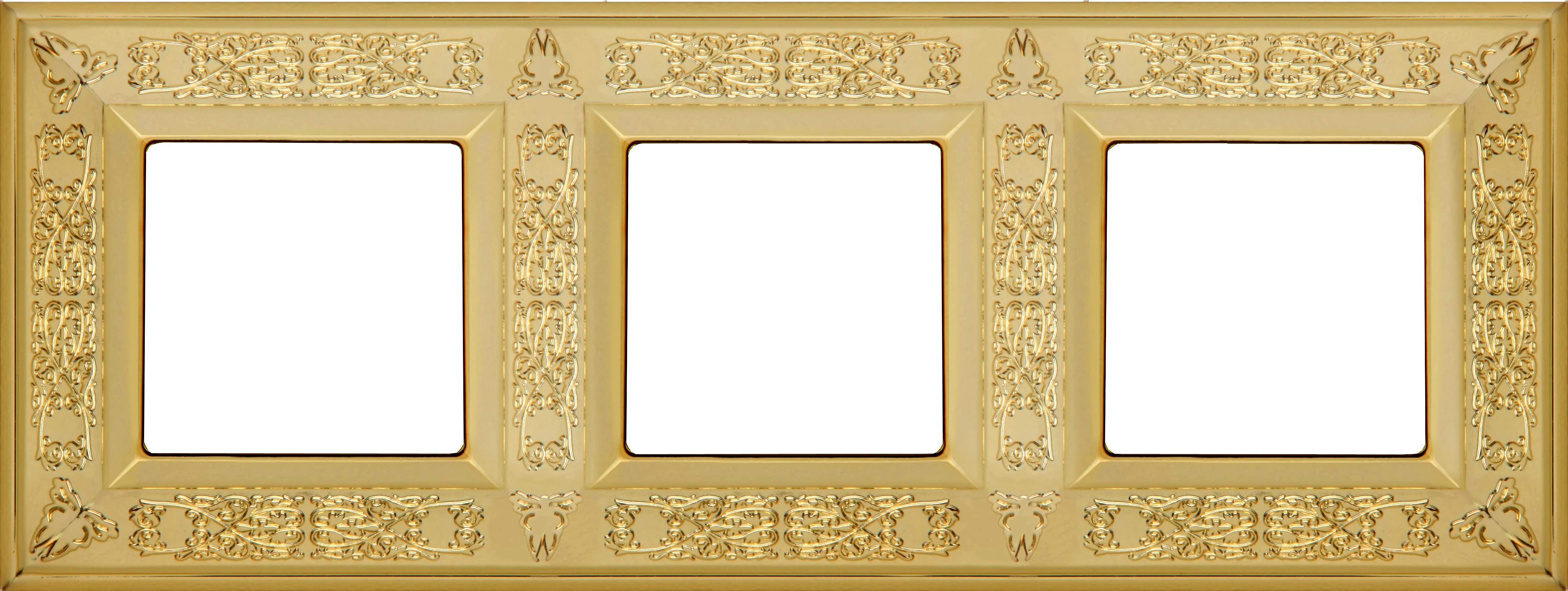  артикул FD01413OB название Рамка 3-ая (тройная), цвет Светлое золото, Granada, Fede
