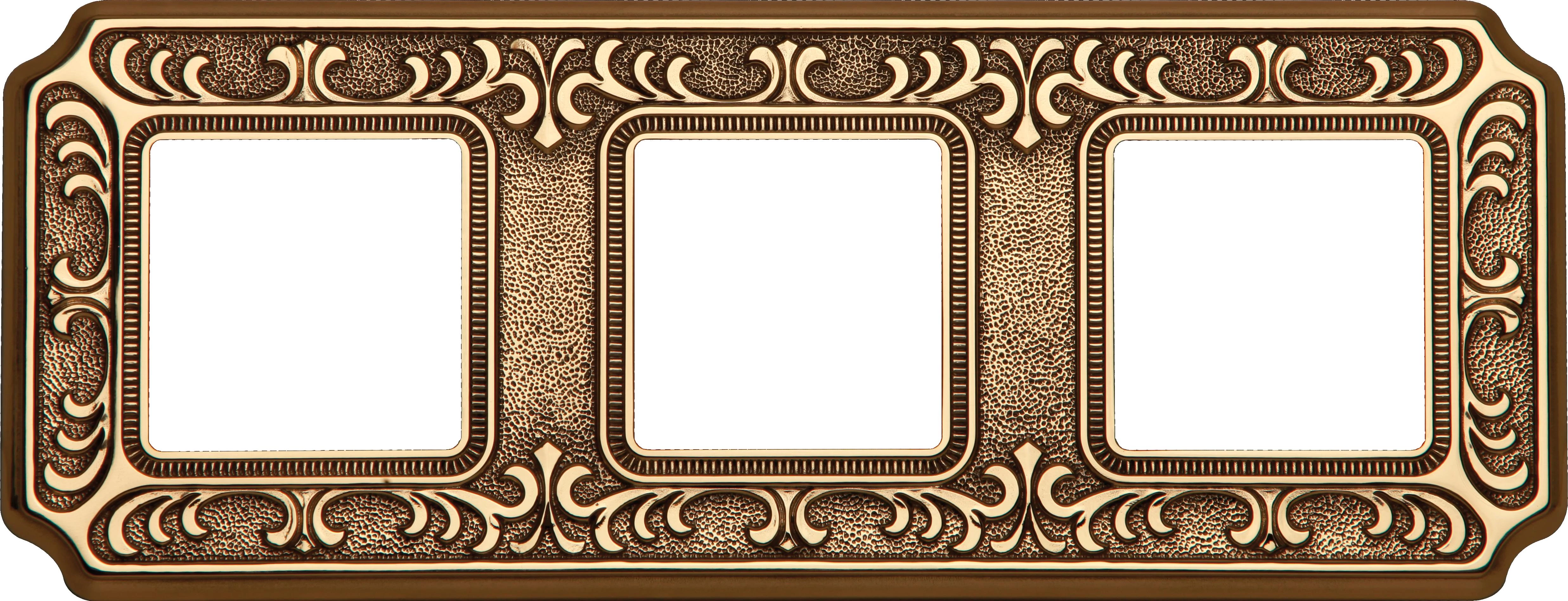  артикул FD01353OB название Рамка 3-ая (тройная), цвет Светлое золото, TOSCANA SIENA, Fede