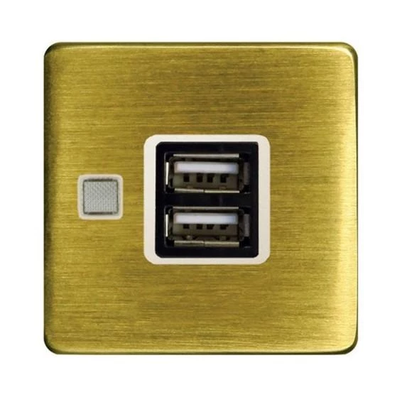  артикул FD-212USBPB-A название Розетка USB 2-я для зарядки, цвет Бронза светлая, FEDE
