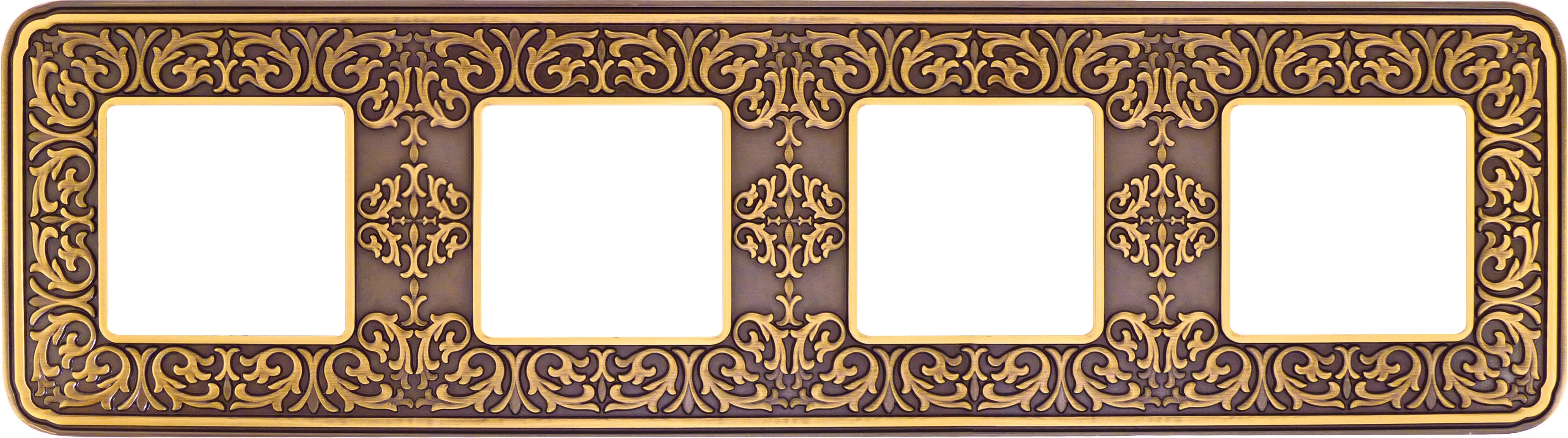  артикул FD01374PB название Рамка 4-ая (четверная), цвет Светлая бронза, Emporio, Fede