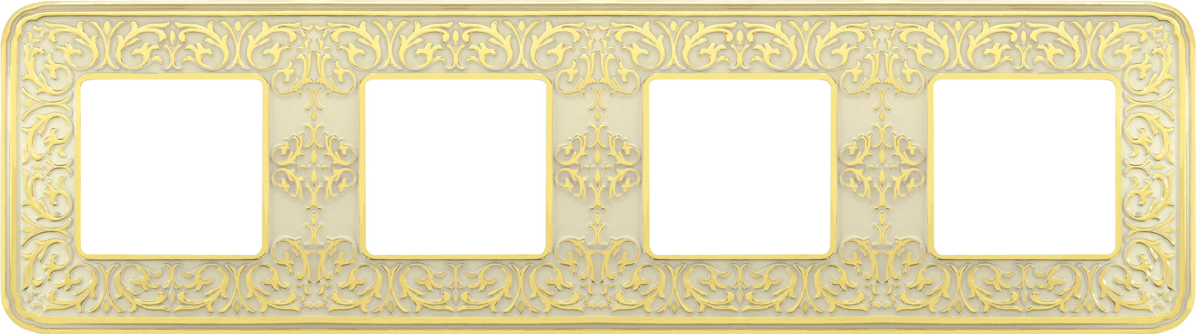  артикул FD01374OP название Рамка 4-ая (четверная), цвет Светлое золото/Белая патина, Emporio, Fede