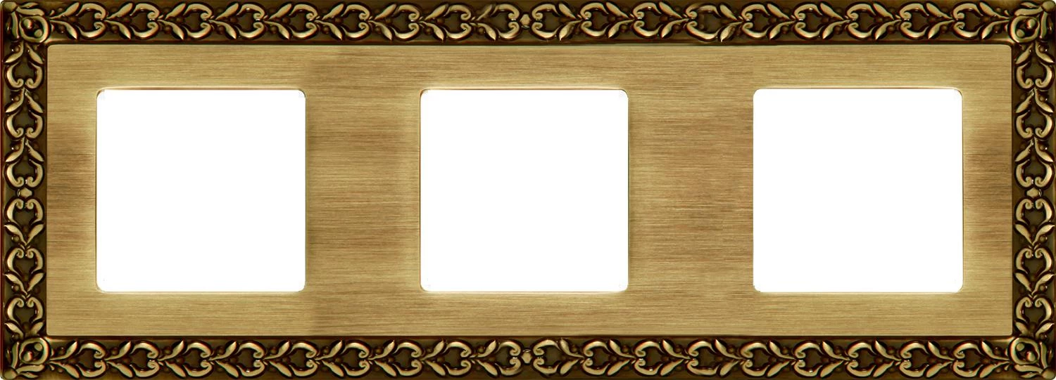  артикул FD01223PB название Рамка 3-ая (тройная), цвет Светлая бронза, San Sebastian, Fede