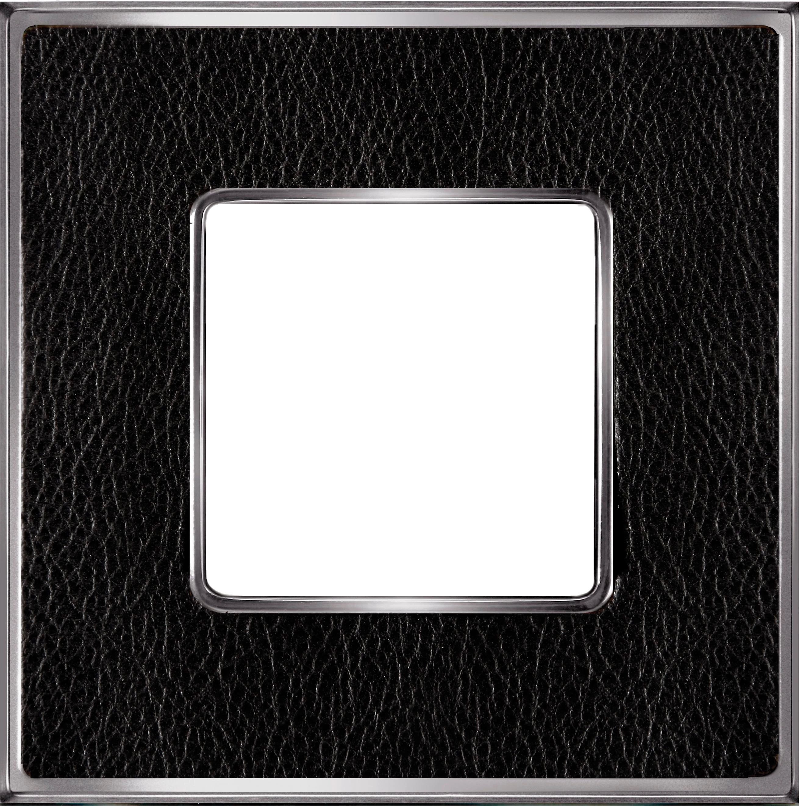  артикул FD01321MCB название Рамка 1-ая (одинарная), цвет Кожа черная/Светлый хром, VINTAGE TAPESTRY, Fede