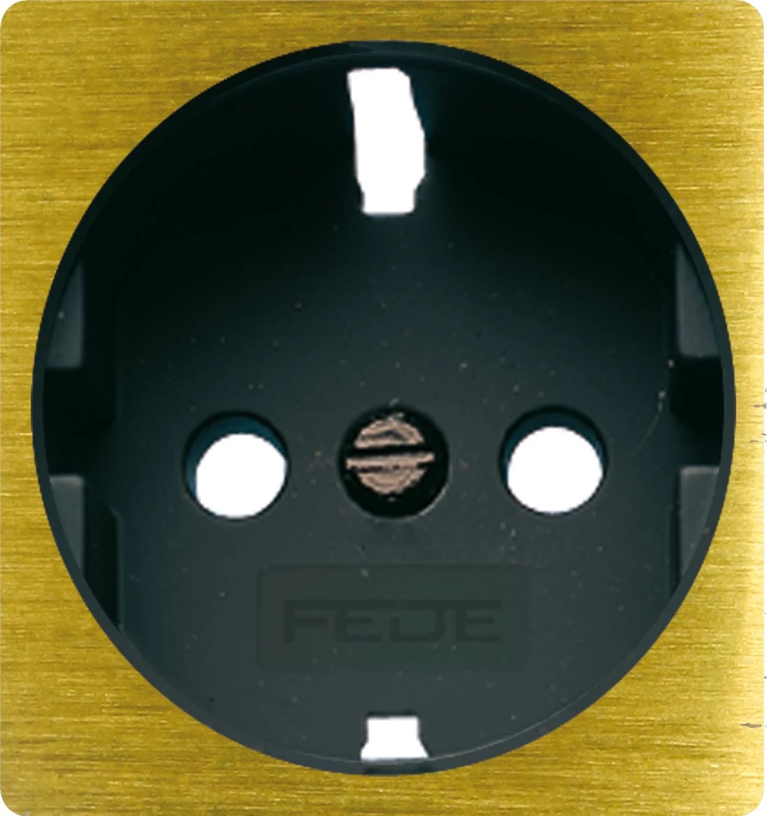  артикул FD04335PB-M-FD16823 название Розетка 1-ая электрическая , с заземлением и защитными шторками (винтовой зажим), цвет Бронза светлая (черный), Fede